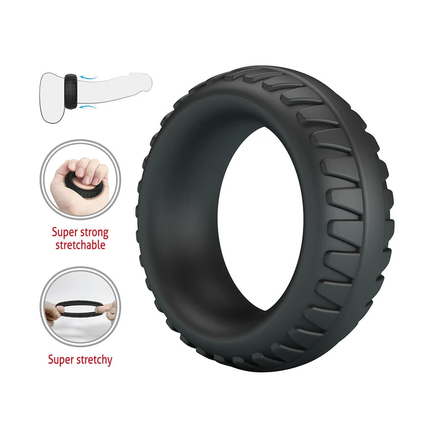 CRAZY BULL - MERRITT TEXTURED SILICONE COCK RING BLACK